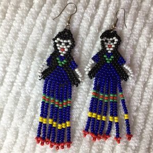 🌙Handmade beaded lady earring, multicolored